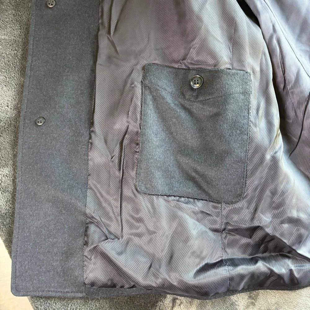 Ermenegildo Zegna Mens Wool Silk Car Coat Luxury Minimalist Fits XL Navy/Gray